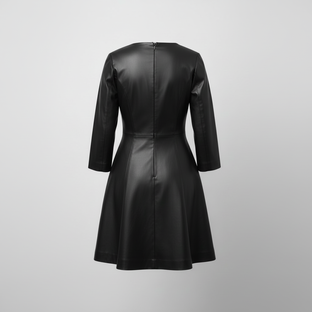 Black leather dress back view shortened