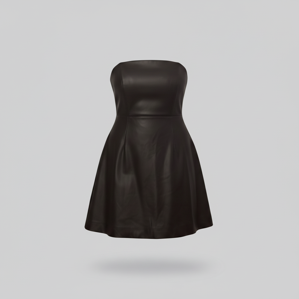 Black leather dress front view reframed