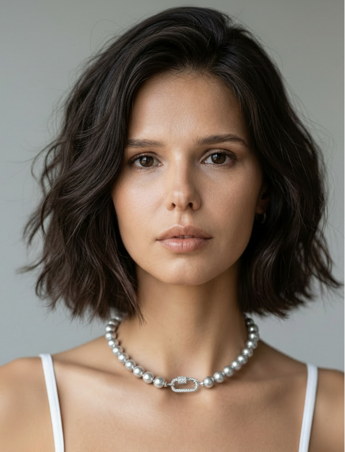 Grey Pearl Carabiner on White Top Model