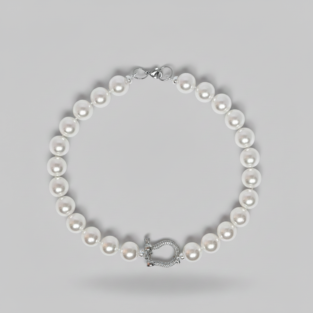 Pearl Necklace Natural Tone Circle