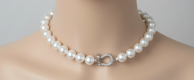 White Pearl Omega on Bare Beige Mannequin